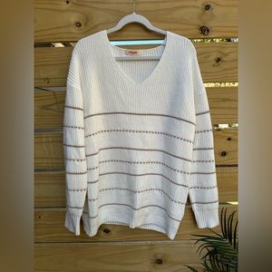 White and gold stripe sweater